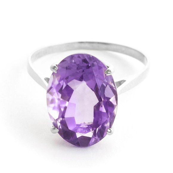 14K. SOLID GOLD RING WITH NATURAL OVAL AMETHYST - Picture 3 of 7